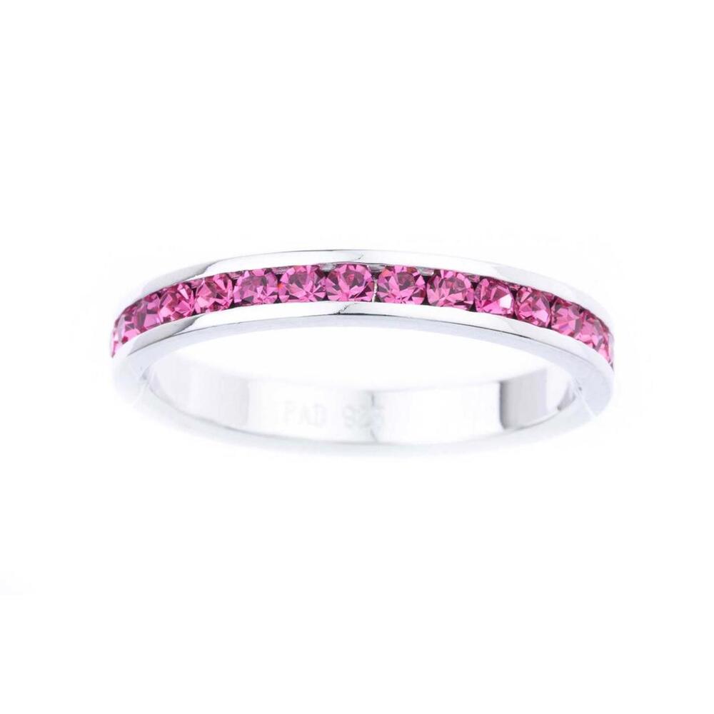 Swarovski Crystal Birthstone Eternity Ring in Sterling Silver - Size 7
